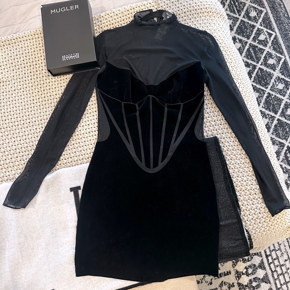 COPY - Mugler X Wilford Semi-Sheer Paneled Mini Dress
